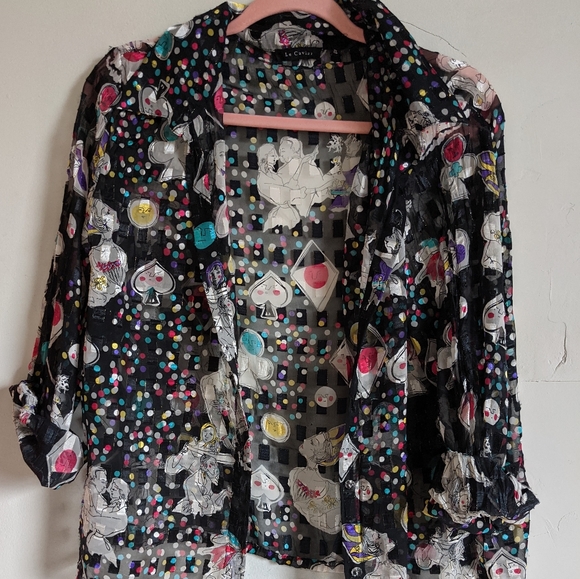 Funky Pattern See-Through Blouse - Picture 10 of 12